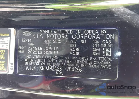 2015 Kia Soul z USA, uszkodzony, nr VIN KNDJN2A26F7784296